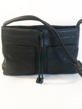 FOSSIL Soft Butter-Like Black Leather Double-Hold Handle Shoulder Bag Like NEW!